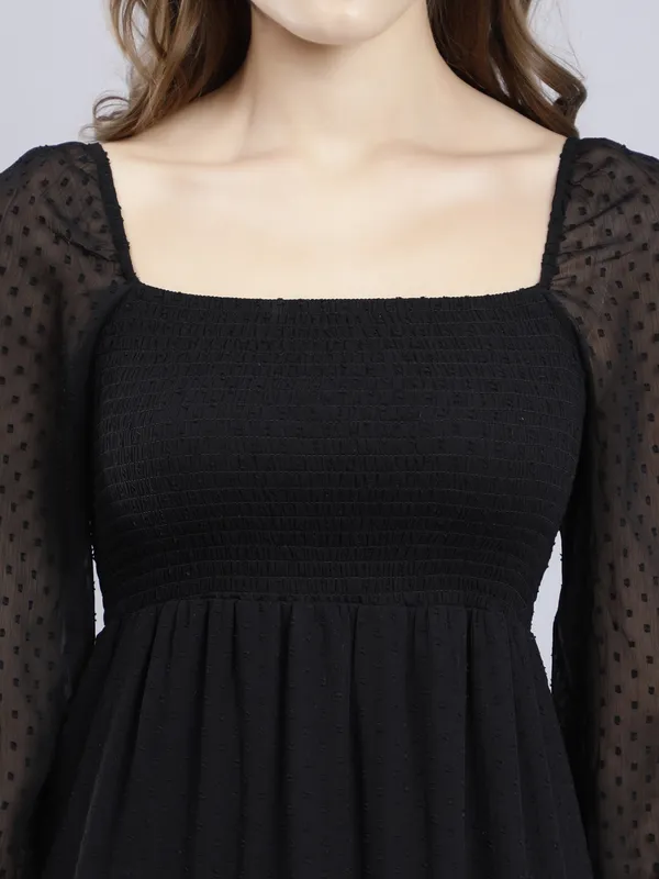Black_Chiffon_Fit_and_Flare_Dress_For_Women