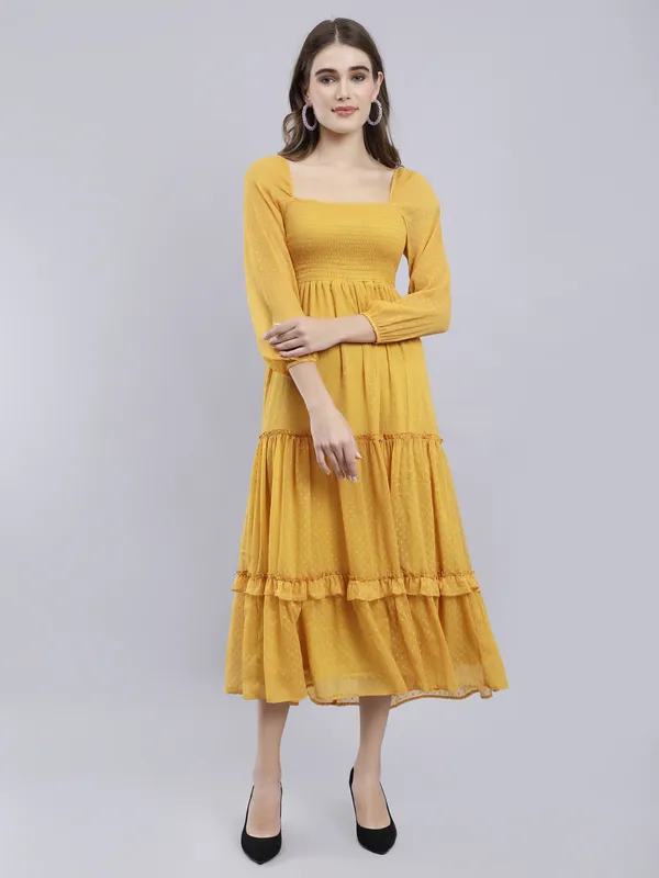 Yellow_Chiffon_Fit_and_Flare_Dress_For_Women