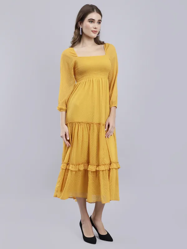 Yellow_Chiffon_Fit_and_Flare_Dress_For_Women
