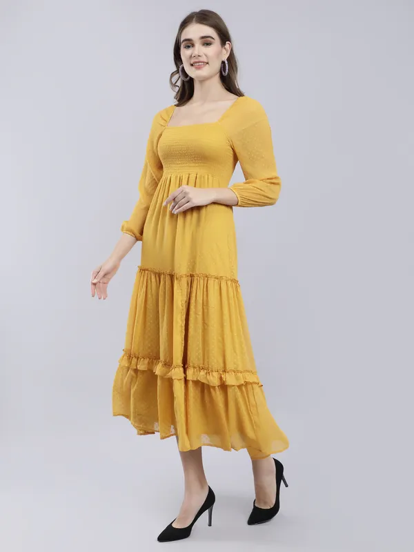 Yellow_Chiffon_Fit_and_Flare_Dress_For_Women