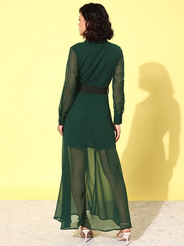 Dark_Green_Georgette_A-line_Dress_For_Women