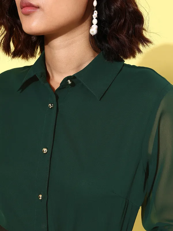 Dark_Green_Georgette_A-line_Dress_For_Women