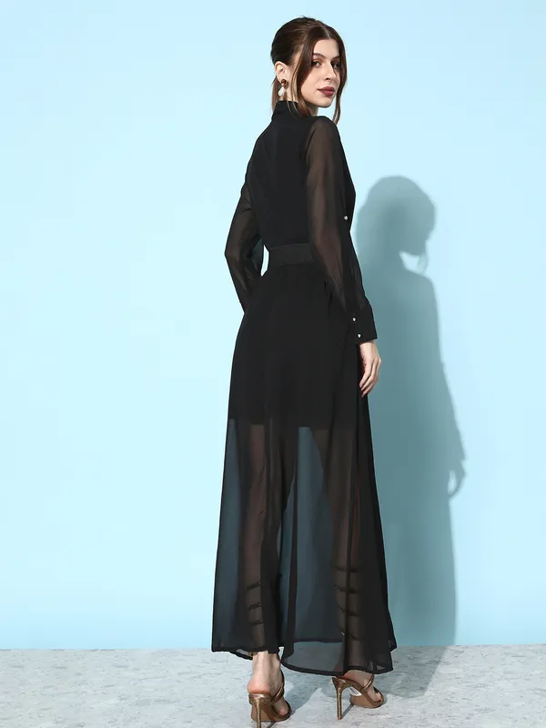 Black_Western_Dress_For_Women_|Georgette_A-line_Dress|