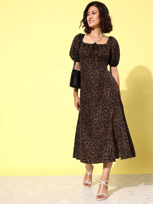 Brown_Western_Dress_For_Women_Crepe_A-line_Midi_Dress