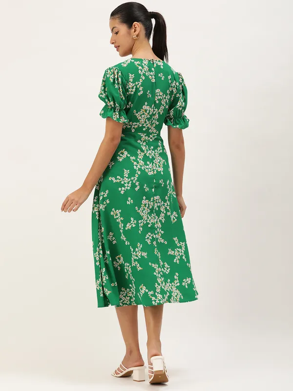 Green_Crepe_Fit_and_Flare_Dress_For_Women