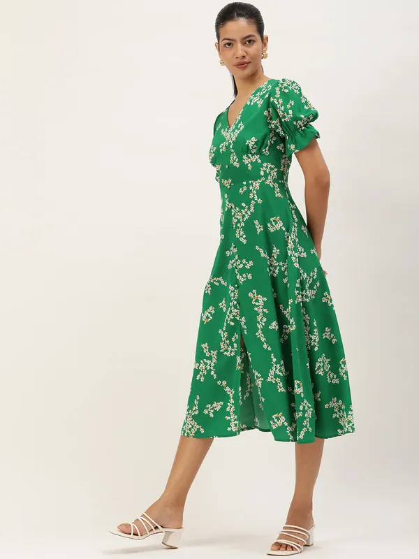 Green_Crepe_Fit_and_Flare_Dress_For_Women