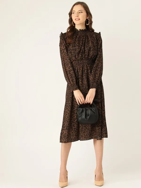 Brown_Polyester_Fit_and_Flare_Dress_For_Women