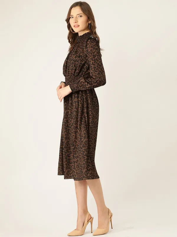Brown_Polyester_Fit_and_Flare_Dress_For_Women