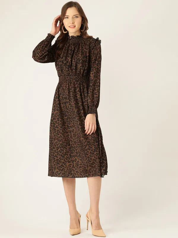 Brown_Polyester_Fit_and_Flare_Dress_For_Women