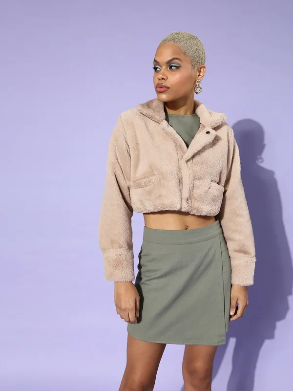 Beige_Faux_Fur_Full_Sleeve_Solid_Casual_Jacket_For_Women