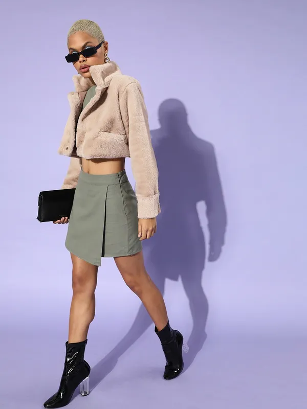 Beige_Faux_Fur_Full_Sleeve_Solid_Casual_Jacket_For_Women