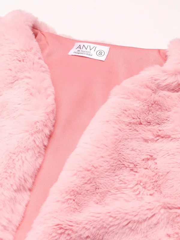 Pink_Faux_Fur_Full_Sleeve_Solid_Fleece_Jacket_For_Women