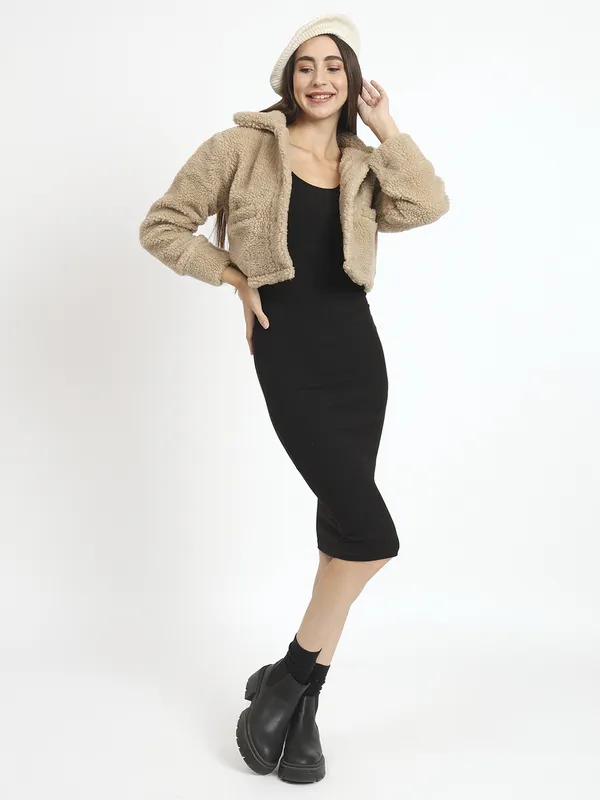 Beige_Faux_Fur_Full_Sleeve_Solid_Fleece_Jacket_For_Women