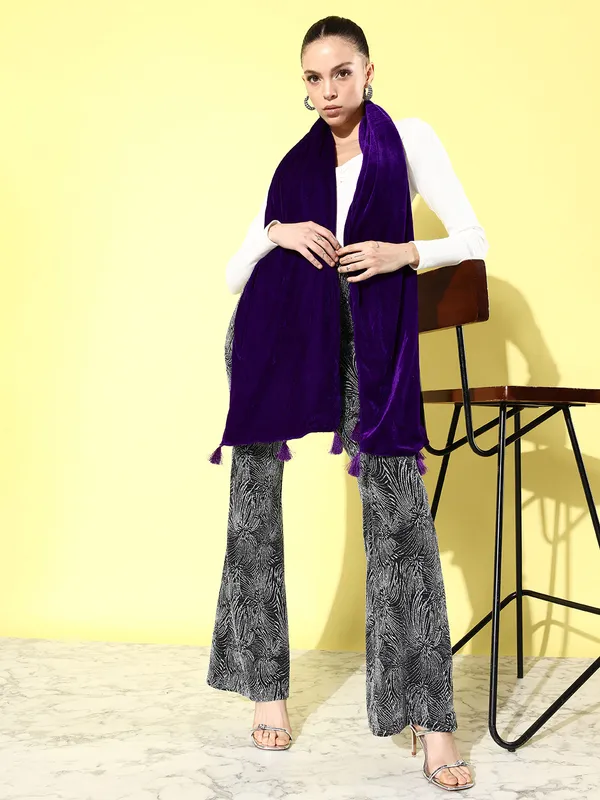 Purple_Velvet_Solid_Muffler_For_Women