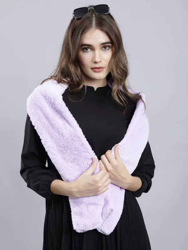 Purple_Faux_Fur_Solid_Muffler_For_Women