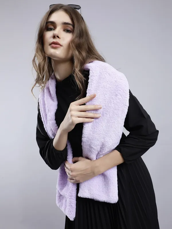 Purple_Faux_Fur_Solid_Muffler_For_Women