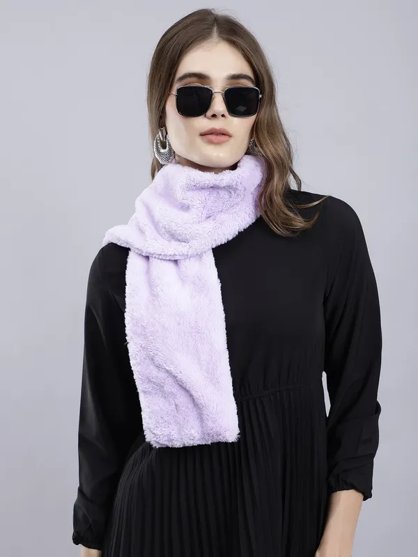 Purple_Faux_Fur_Solid_Muffler_For_Women