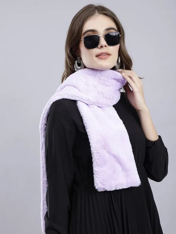 Purple_Faux_Fur_Solid_Muffler_For_Women