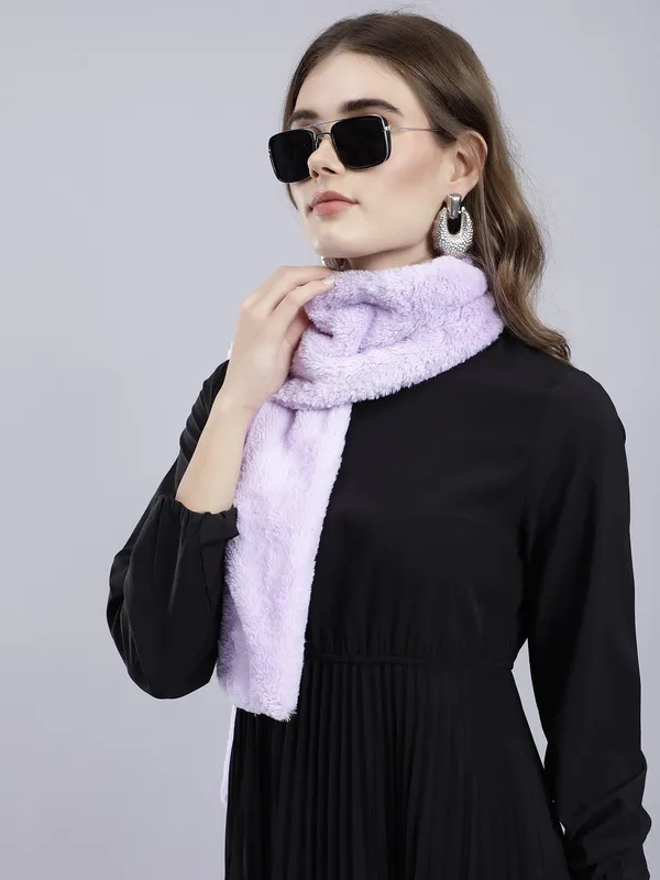 Purple_Faux_Fur_Solid_Muffler_For_Women
