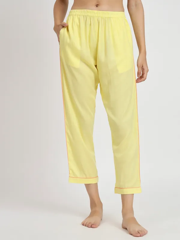 Yellow_Rayon_Solid__Full_Sleeve_Shirt_&_Pyjama_Set_For_Women