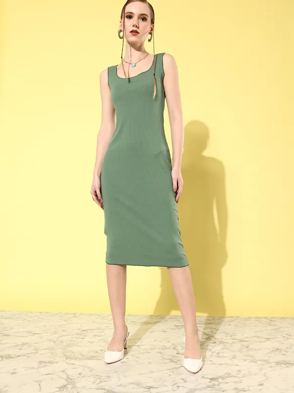 Green_Cotton_Blend_Bodycon_Dress_For_Women