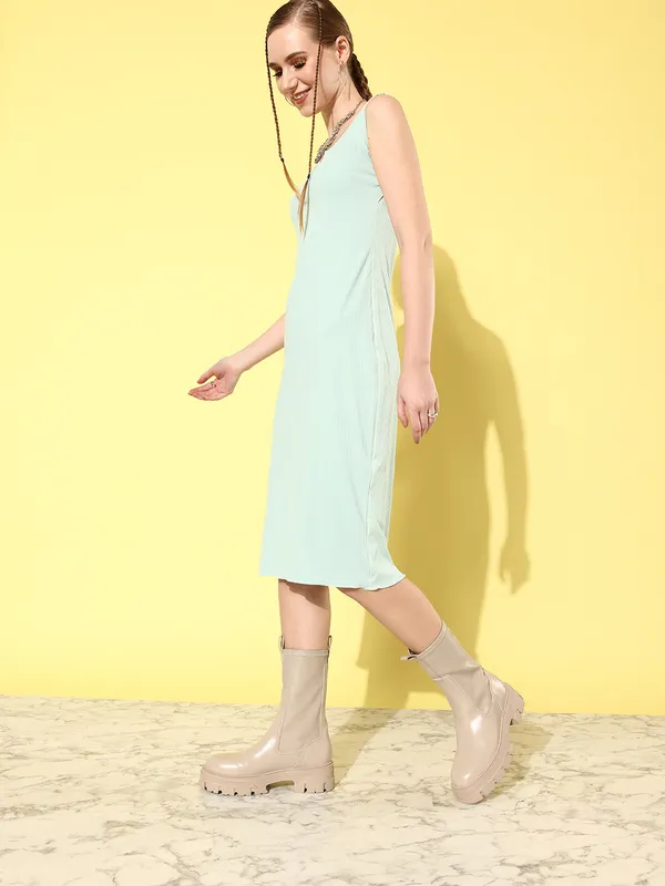 Light_Blue_Cotton_Blend_Bodycon_Dress_For_Women