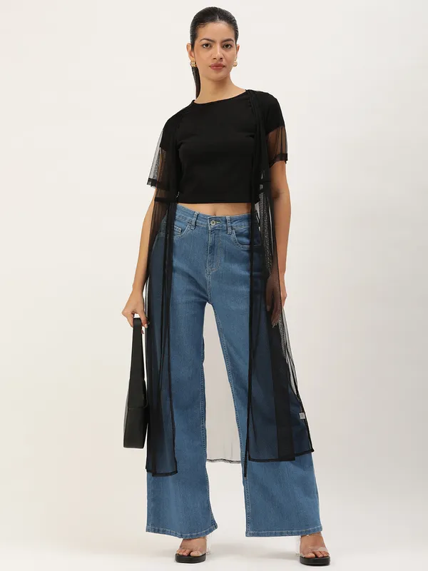 Black_Net_Short_Sleeve_Solid_Shrug_For_Women