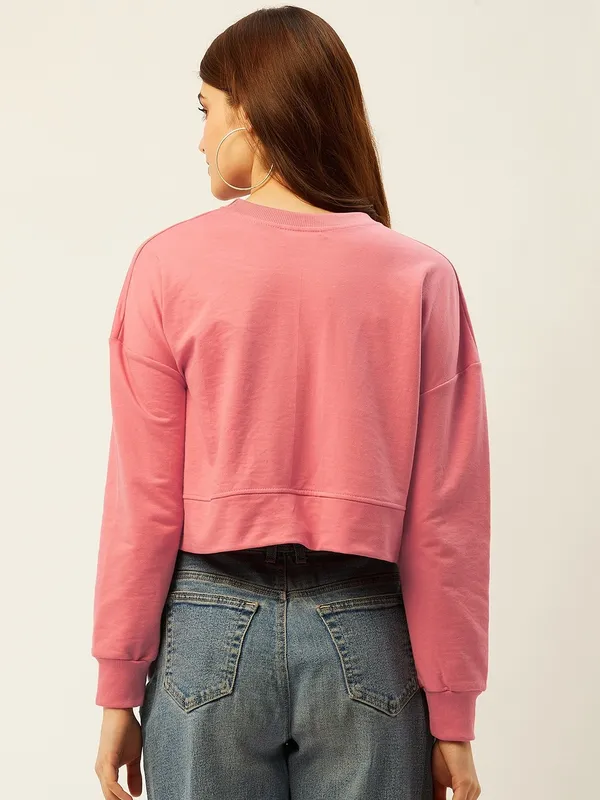 Pink_Round_Neck_Full_Sleeve_Sweatshirt_With_Cotton_Blend_For_Women.