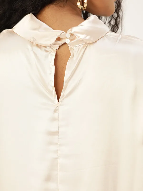 White_Cotton_Blend_Casual_Solid_High_Neck_Oversized_Fit_Top_For_Women