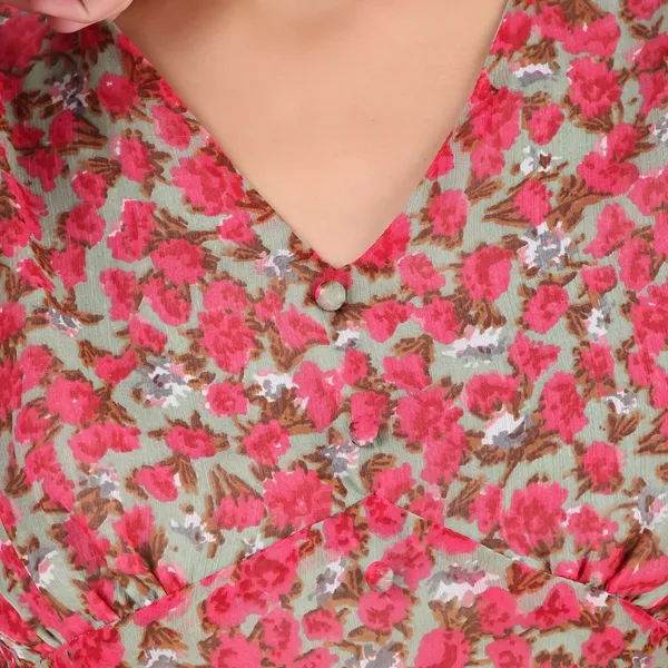 Pink_&_Beige_Chiffon_Casual_Printed_V-Neck_Regular_Fit_Top_For_Women