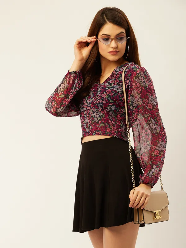 Multicolor_Chiffon_Casual_Printed_V-Neck_Regular_Fit_Top_For_Women