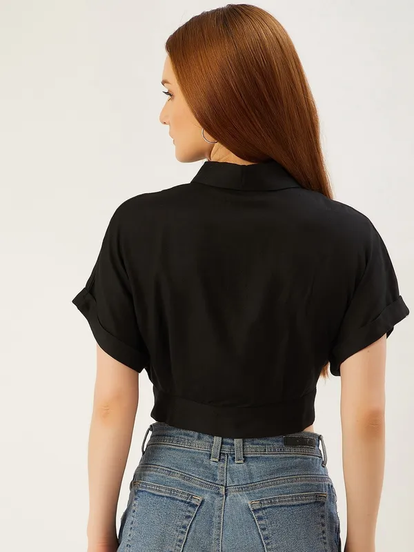 Green_Viscose_Rayon_Casual_Solid_Collared_Regular_Fit_Top_For_Women