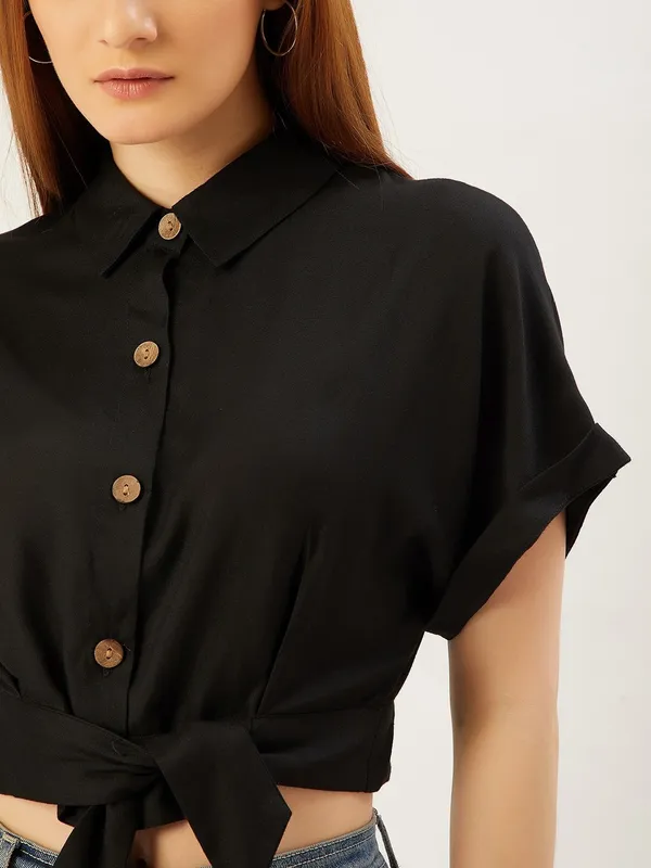 Green_Viscose_Rayon_Casual_Solid_Collared_Regular_Fit_Top_For_Women