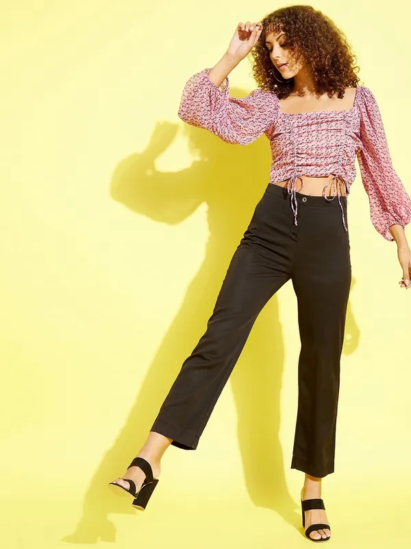 Pink_Chiffon_Casual_Printed_Square_Neck_Regular_Fit_Top_For_Women