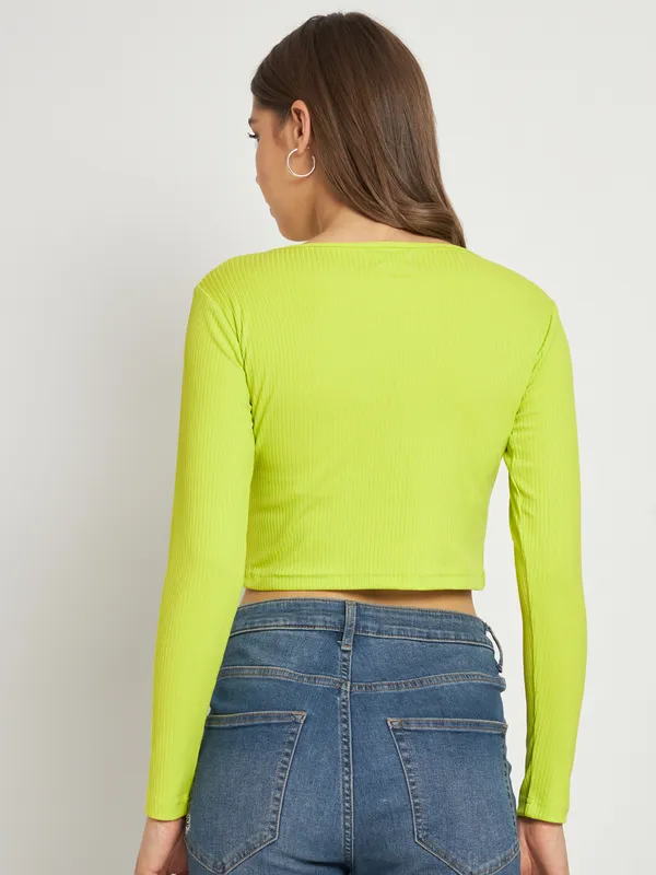 Light_Green_Cotton_Blend_Casual_Solid_Boat_Neck_Regular_Fit_Top_For_Women