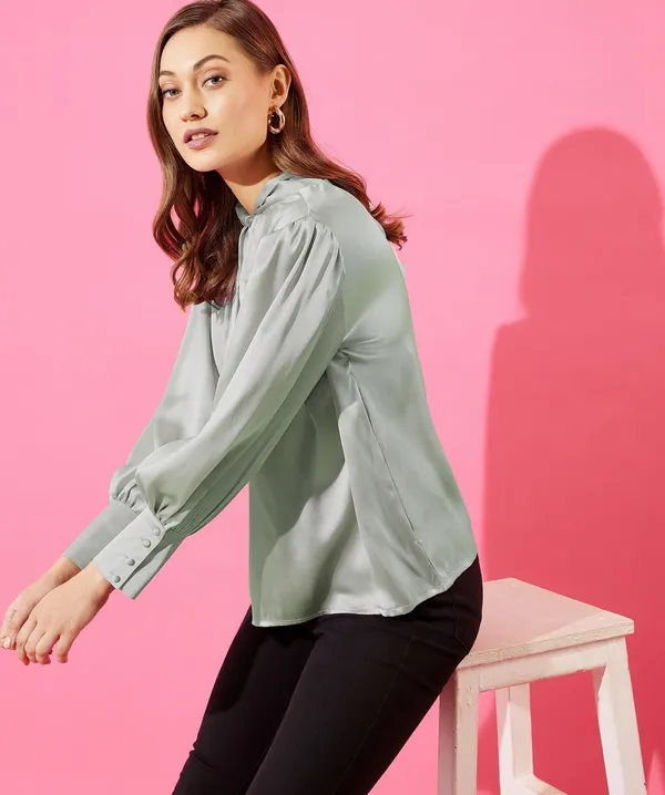 Grey_Cotton_Blend_Casual_Solid_Tie-Up_Oversized_Fit_Top_For_Women