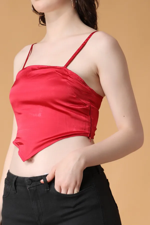 Pink_Cotton_Blend_Casual_Solid_Square_Neck_Slim_Fit_Top_For_Women
