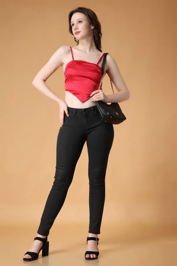 Pink_Cotton_Blend_Casual_Solid_Square_Neck_Slim_Fit_Top_For_Women