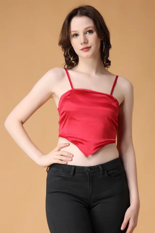 Pink_Cotton_Blend_Casual_Solid_Square_Neck_Slim_Fit_Top_For_Women
