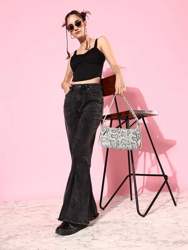 Black_Polyester_Casual_Solid_Sweetheart_Neck_Slim_Fit_Top_For_Women