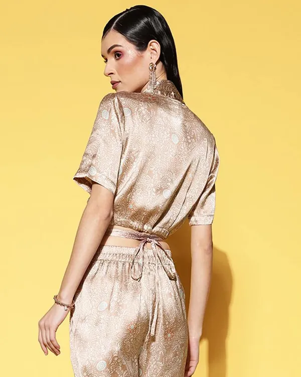 Beige_Satin_Party_Self_Design_Collared_Regular_Fit_Top_For_Women