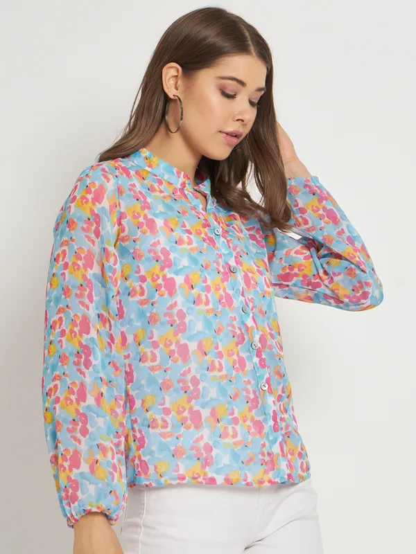 Blue_Chiffon_Full_Sleeve_Printed_Tailored_Fit_Hip_Length_Shirt_For_Women