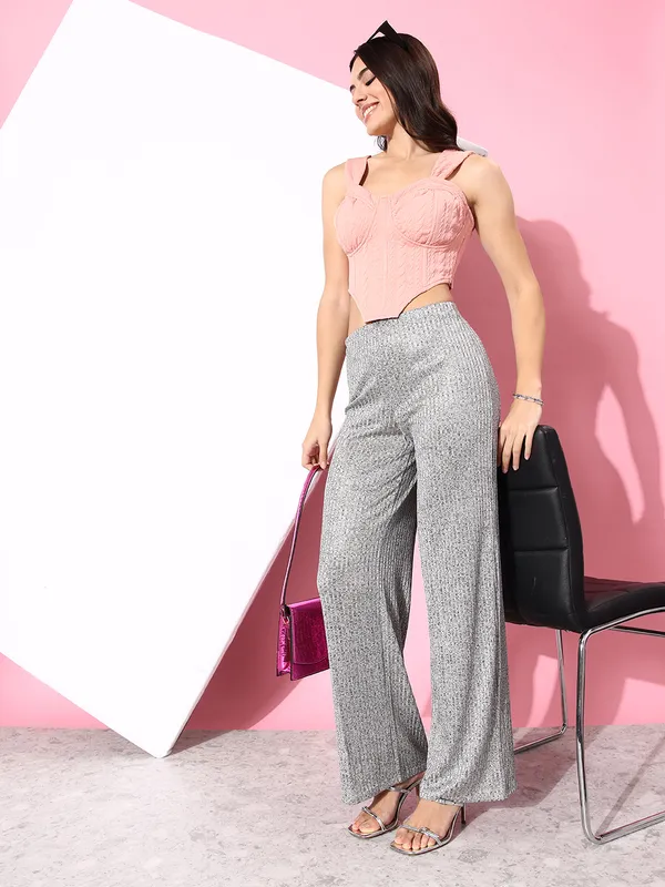 Pink_Polyester_Party_Solid_Sweetheart_Neck_Slim_Fit_Top_For_Women