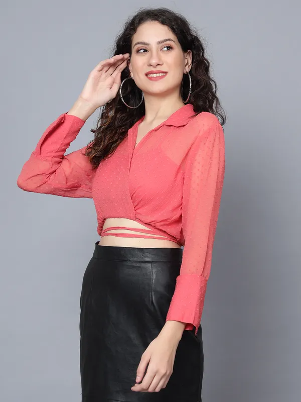 Pink_Chiffon_Full_Sleeve_Solid_Regular_Fit_Crop_Shirt_For_Women