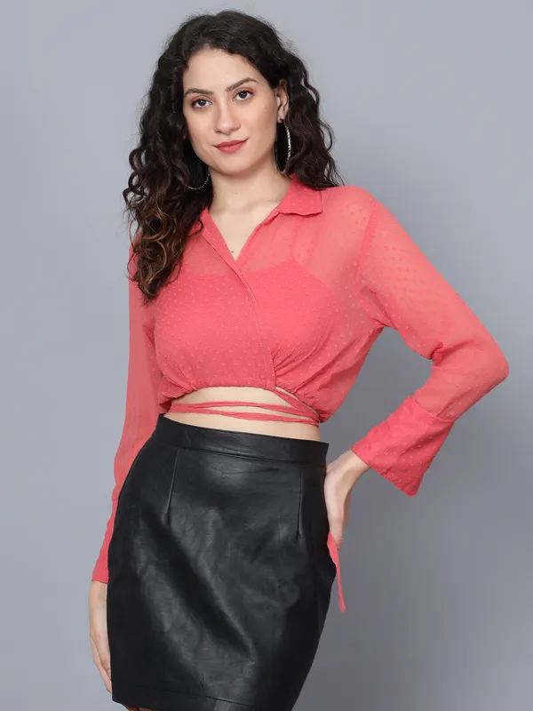 Pink_Chiffon_Full_Sleeve_Solid_Regular_Fit_Crop_Shirt_For_Women