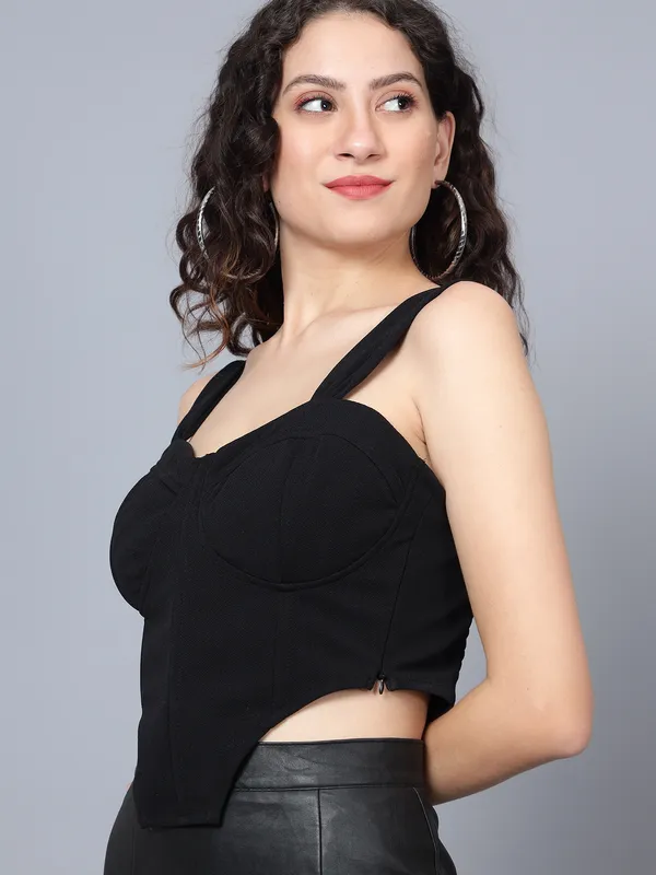 Black_Polyester_Party_Solid_Sweetheart_Neck_Slim_Fit_Top_For_Women