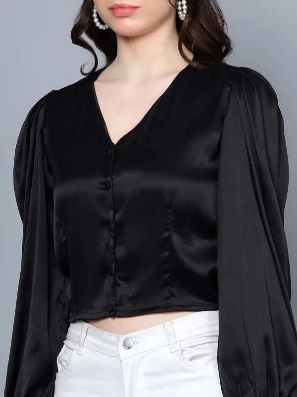 Black_Satin_Full_Sleeve_Solid_Boxy_Fit_Crop_Shirt_For_Women