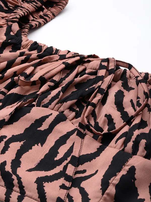 Pink_Crepe_Casual_Animal_Print_Square_Neck_Slim_Fit_Top_For_Women