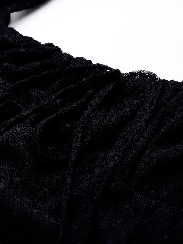 Black_Net_Party_Self_Design_Square_Neck_Slim_Fit_Top_For_Women