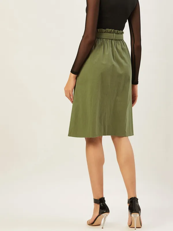 Green_Cotton_Blend_Solid_Party_A-line_Skirt_For_Women